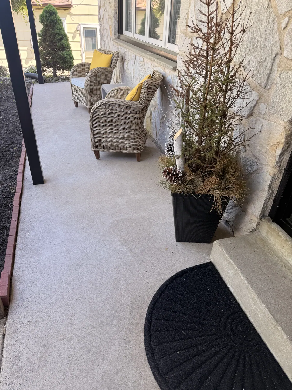Concrete walkway after pressure washing